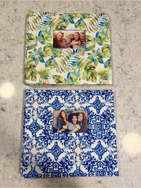 Park Lane Tropical Leaf and Blue Damask Scrapbooks, 12” W x 12” H